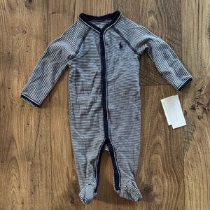 Ralph Lauren Navy Striped Kids Onesie